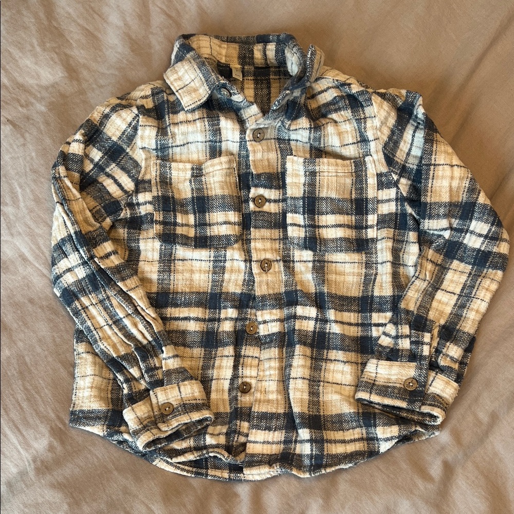 Rylee + Cru Blue and Cream Plaid Kids Shirt